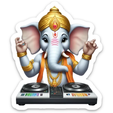 lord ganesh playing DJ sticker