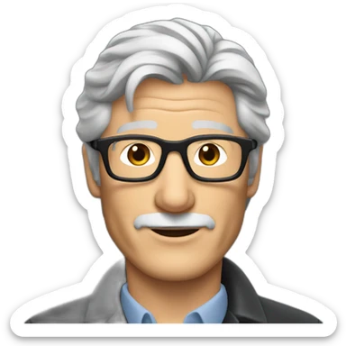 Richard Gere with barely grey hair, beard and glasses sticker