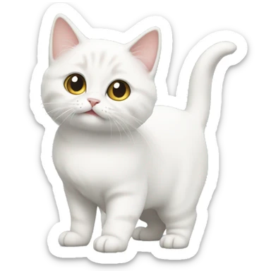 White munchkin cat standing sticker