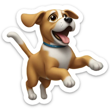 A dog dancing in the sky sticker