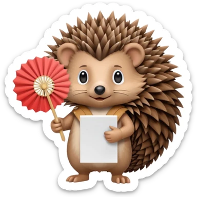 Hedgehog with a fan sticker