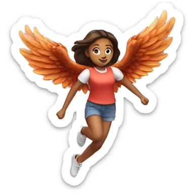 a girl flying with two bbq chicken wings on her back sticker
