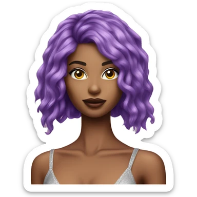 Realistic victoria secret model purple hair  sticker