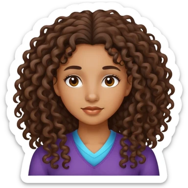 Ado fille métisse cheveux long et boucle sticker