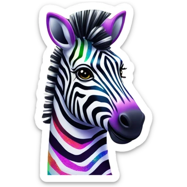 Lisa frank zebra with glitter rainbow stripes sticker