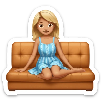 The girl works lying on the sofa sticker