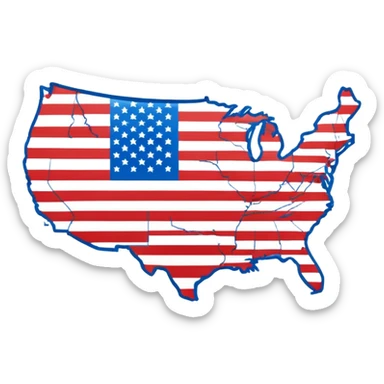 USA outline colored like the USA flag sticker