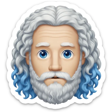 white bearded and curly long haired beard white sticker