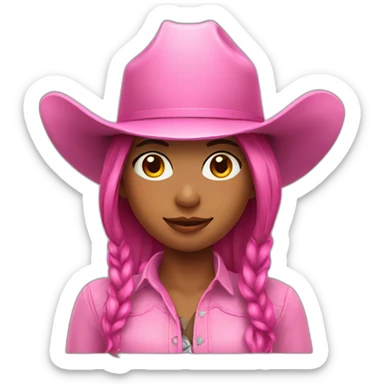 A girl with pink cowboy hat sticker