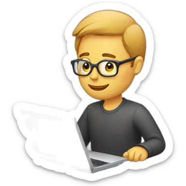 a man typing on laptop sticker