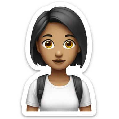 Girl with dark hair in white t-shirt  sticker