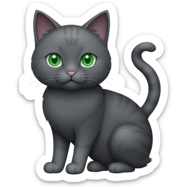 full body completely solid dark grey cat with green eyes and white paws sticker