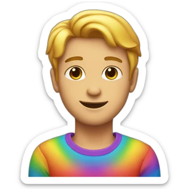 A guy with heart eyes in rainbow colors sticker