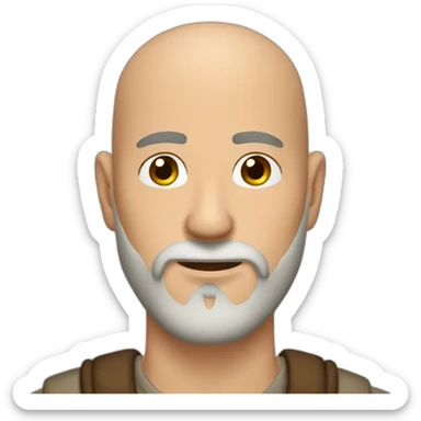 Bald Man beard brown eyes with Moose antlers sticker