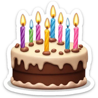 Chocolate birthday cake with candles sticker