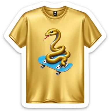 Create a gold T-shirt that says Snakepit Skatepark with a big ace from a card deck sticker