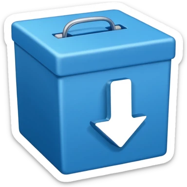 Blue box with a blue check in side sticker