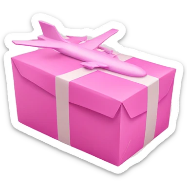 airplane is carrying a pink parcel   sticker