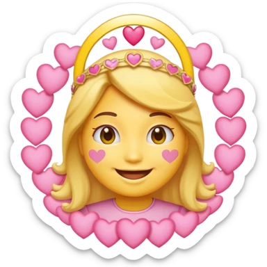 a smiling emoji with pink hearts an a halo sticker