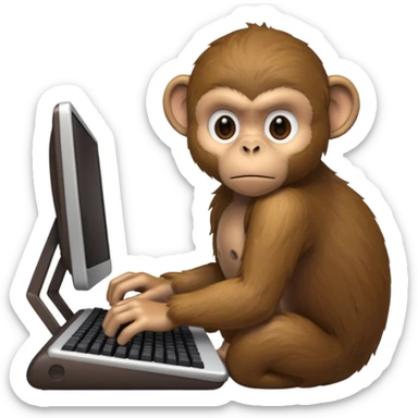 monkey typing the keyboard sticker