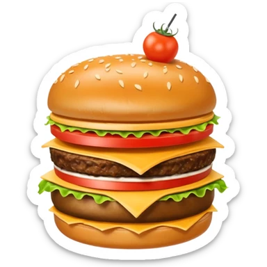 Crea una escena que contenga el mega combo: una hamburguesa, un frappé y papas fritas sticker