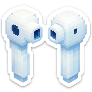 white EarPods headphones with a matte finish and subtle glow sticker