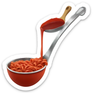 Red pasta sauce in a ladle  sticker