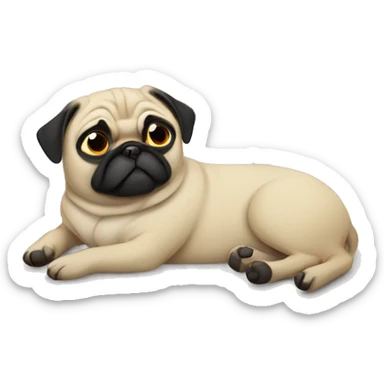 pug in bed sticker
