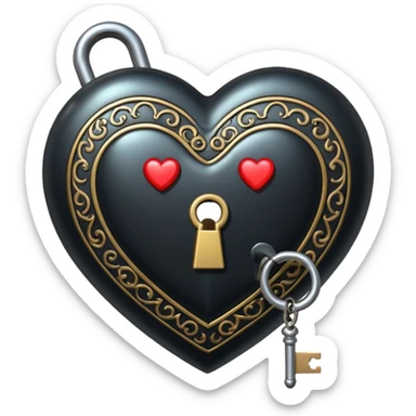 heart with a dark lock and key sticker