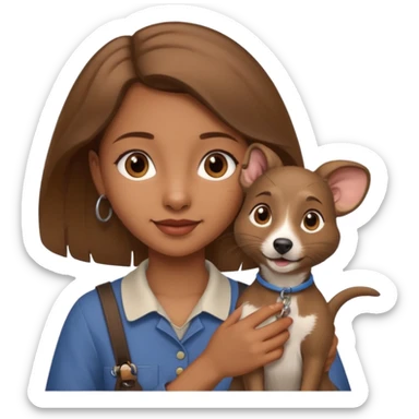 girl with brown eyes and light brown hair with an Andalusian rat-catcher dog sticker