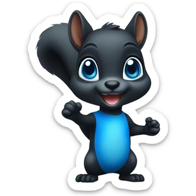 Black squirrel with blue eyes saying hi sticker