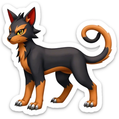 Cool edgy Torracat-Houndour-Litten-Digimon, full body sticker