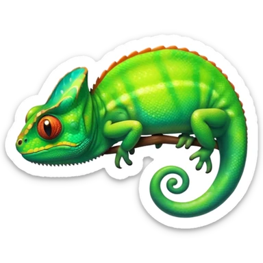 please create an animated color changing emoji that can be used as favicon . the default colour must be green and then its colour must change. the chemeleon should look to the left side sticker