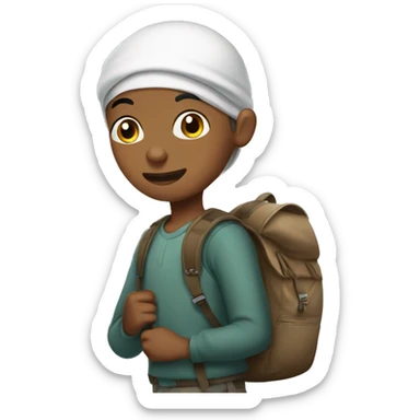 muslim boy with backpack  sticker