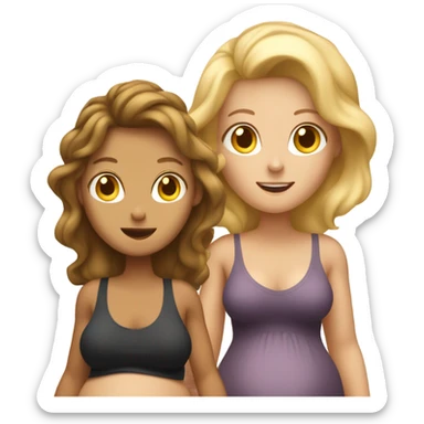 2 pregnant women talking - one white and one slightly tanned sticker