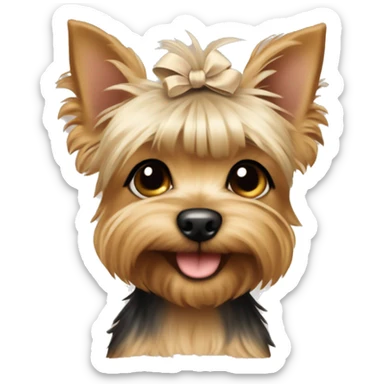 Baby york terrier with beige bow  sticker