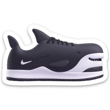 Make the orca's Nike sneakers clearly black and white, keep the rest unchanged, 3D emoji style, with no background. sticker