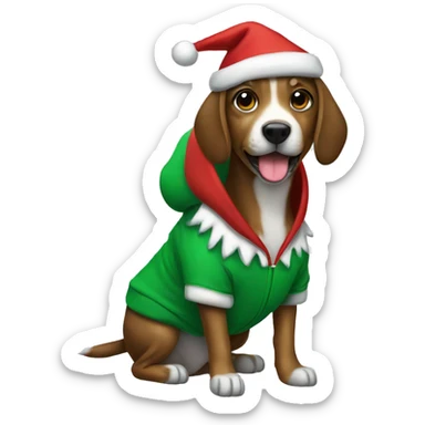 Dog wearing Christmas hoodie sticker