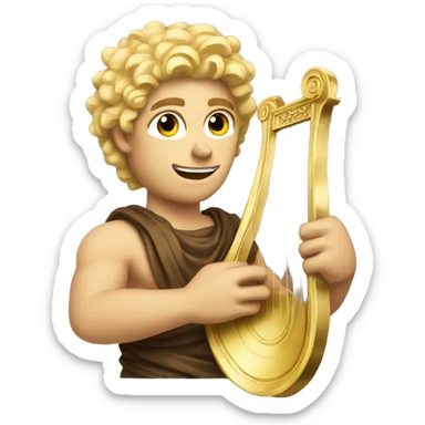 Apollo god. Holding a lyre with Blonde hair sticker