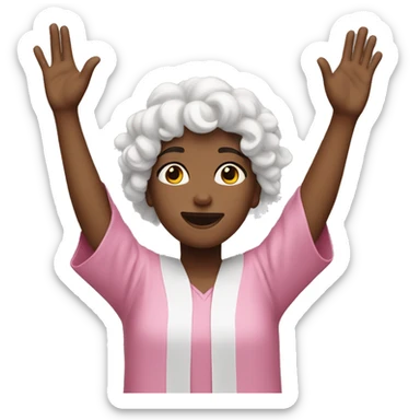 Pink girl with hallelujah celebration hands up sticker