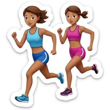 Naked woman running with brown hair sticker