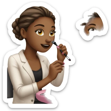girl applying make up sticker