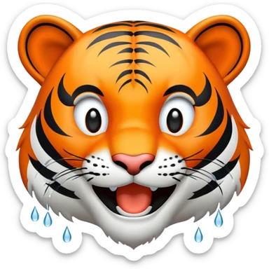 laughing tiger face with tears of joy for Twitch emote sticker