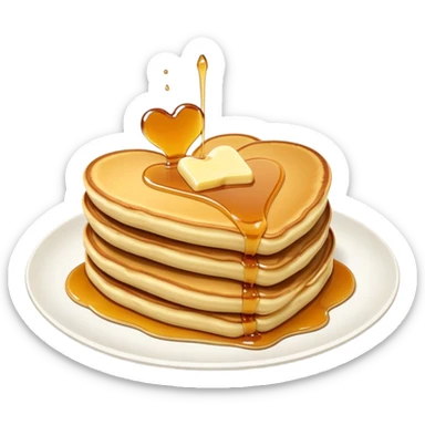 Heart shaped pancakes with butter and syrup  sticker