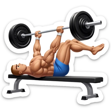 side-view bodybuilder lying down barbell glute-bridges sticker