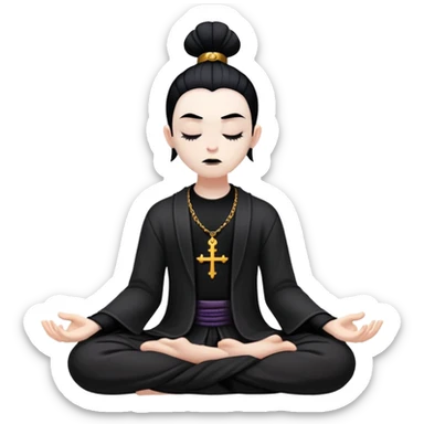chill meditating goth villain  sticker