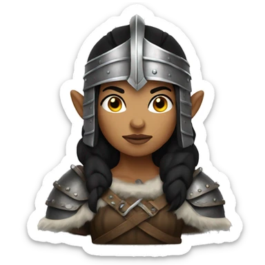 Viking woman warrior with Black hair and a helmet without horns sticker