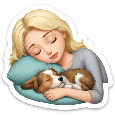 blonde girl sleeping with australian sheperd sticker