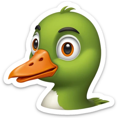 Make an emoji for a goose that's green. I want the goose to be goofy sticker