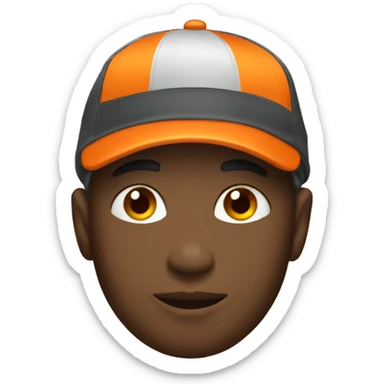 A boy whit a orange satin cap sticker